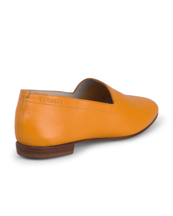 Ops&Ops No10 Turmeric leather flats, pair viewed from back