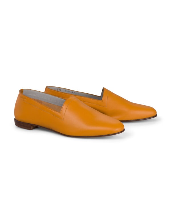 Ops&Ops No10 Turmeric leather flats, pair viewed from side