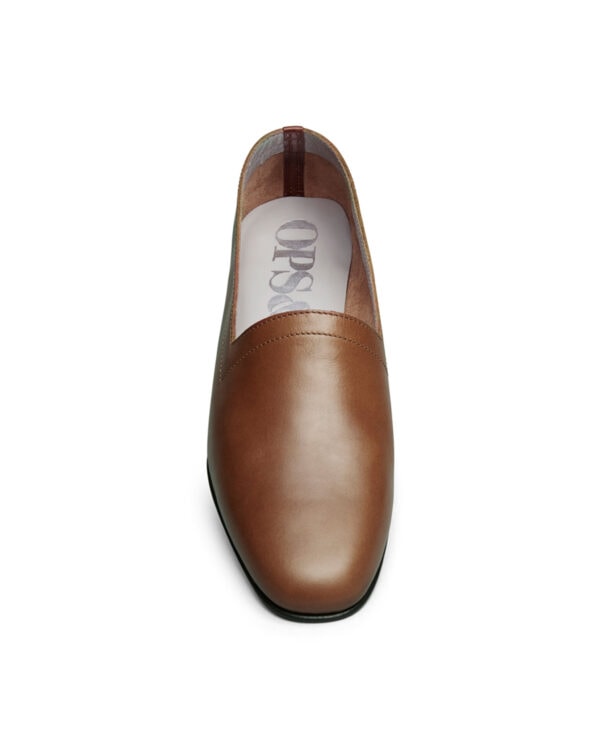Ops&Ops No11 Cinnamon leather block-heel loafers, front view