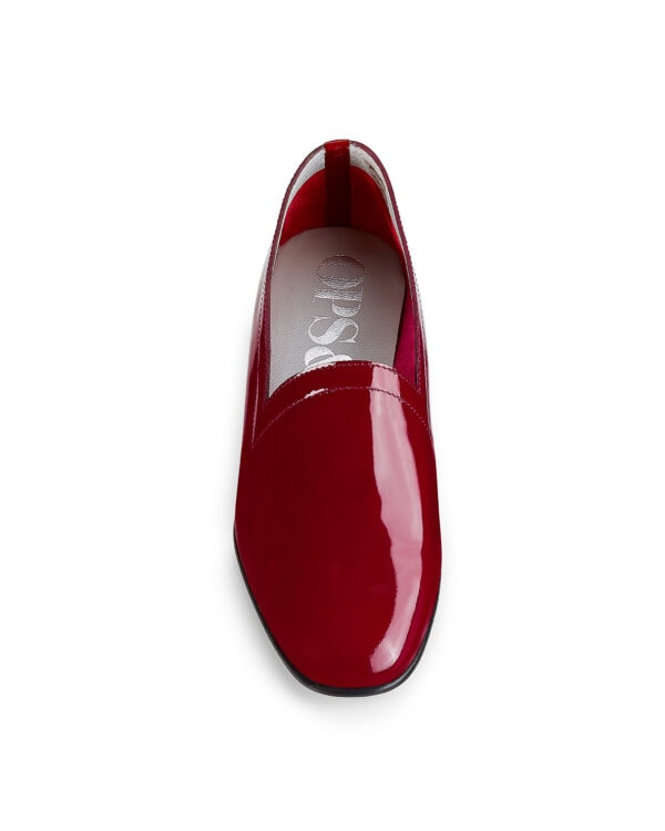 Ops&Ops No11 Crimson patent leather block-heel loafers, front view