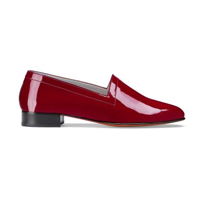 No11-Crimson-side Ops&Ops No11 Crimson patent leather block-heel loafers, side view