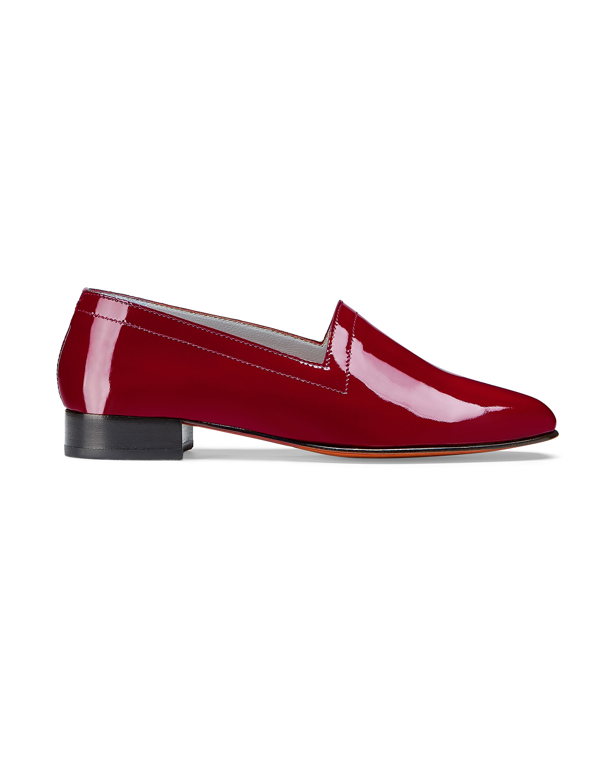 Ops&Ops No11 Crimson patent leather block-heel loafers, side view