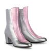 Ops&Ops No16 Silver Rose metallic leather block-heel boots, pair, view from side