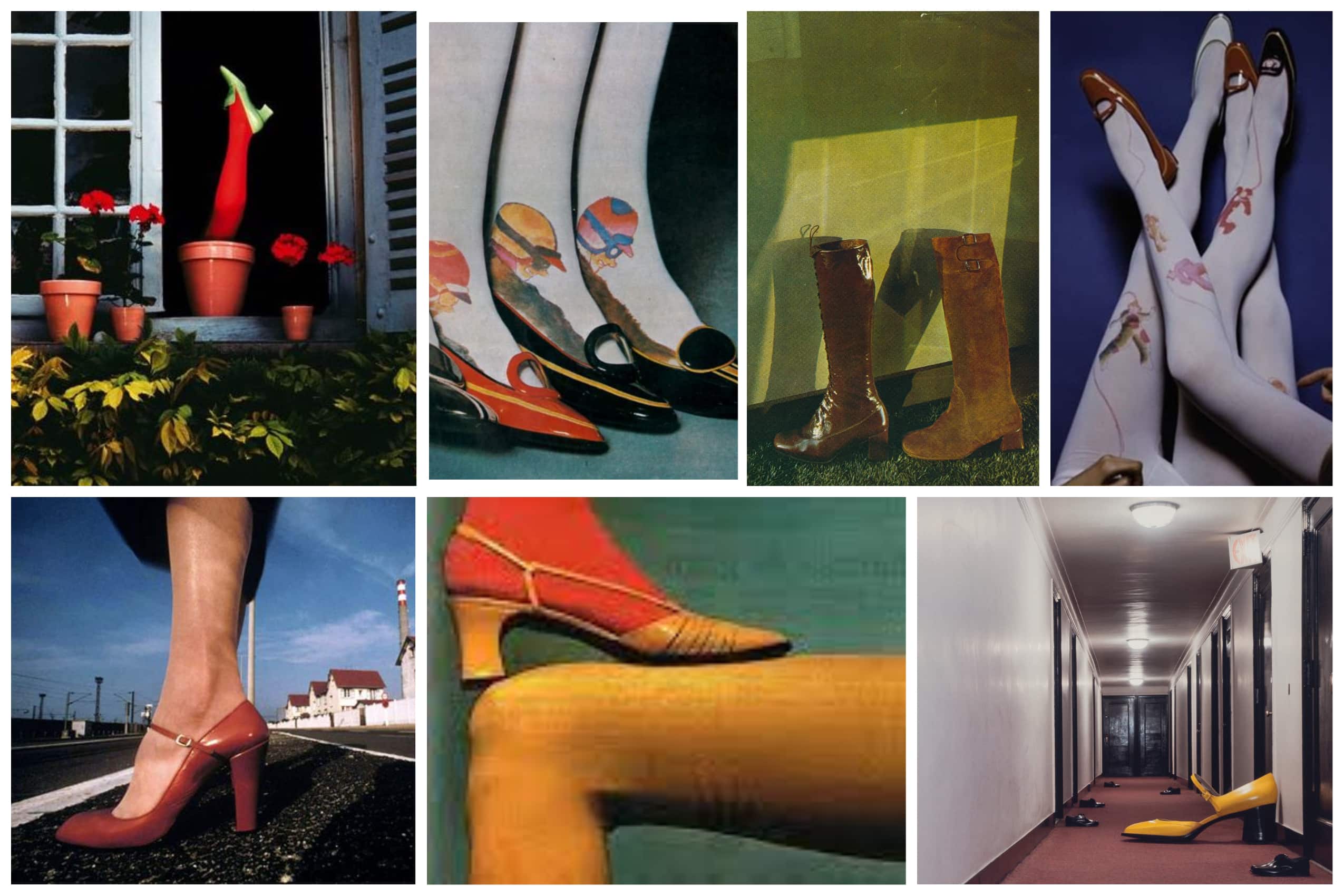 Collage of Guy Bourdin images for Charles Jourdan shoe campaigns