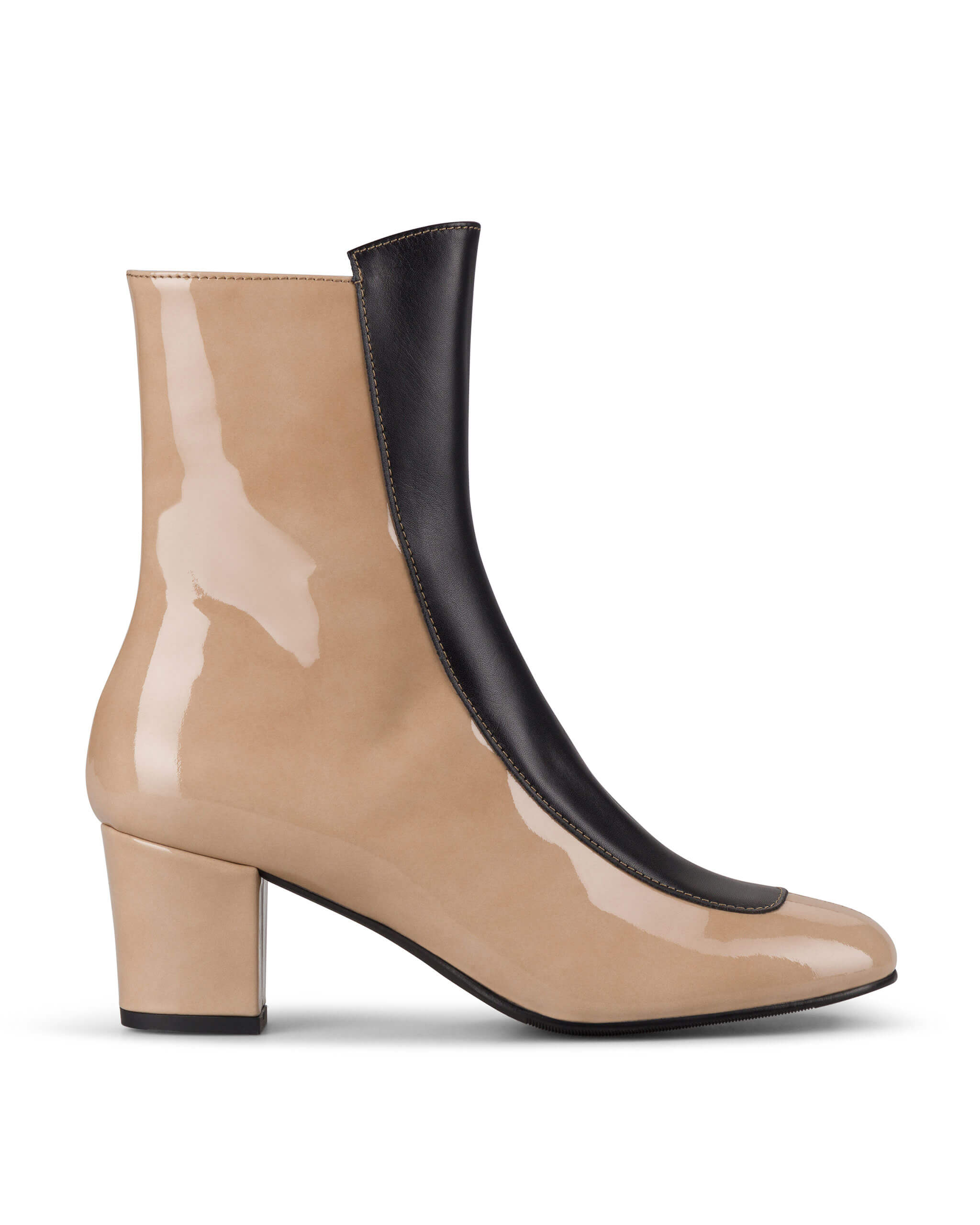Ops&Ops No16 Sandstone patent leather block-heel boots