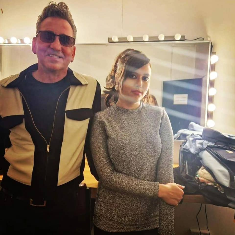 Hannah Hu and Richard Hawley backstage in Matlock Bath, 2023