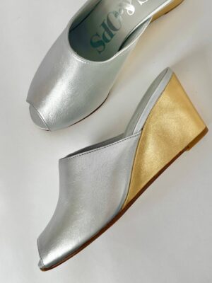 Ops&Ops sample sale No15 silver and gold metallic mules