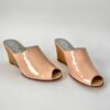 Ops&Ops No15 pair of pink patent and cork wedge mules, in sample sale