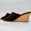 Ops&Ops No15 Cocoa suede and cork wedge mules, side view, in sample sale