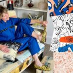 Petra Börner wearing Ops&Ops No10 Leopard and some of Petra's art work for Marimekko