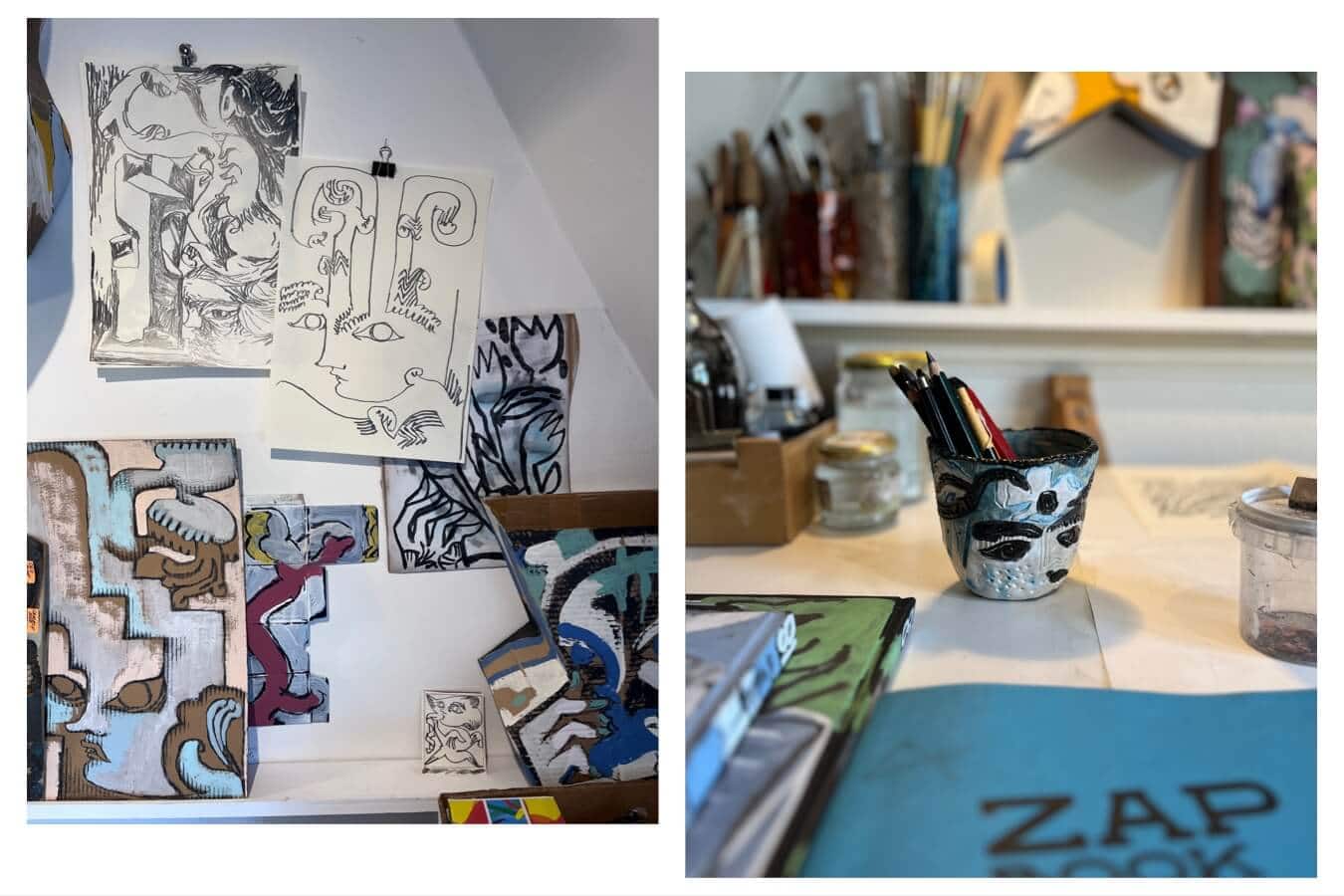 Petra Börner work drawing space Petra Börner's studio and some of her works in progress