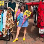 Anja wearing Ops&Ops No10 flats at her vintage stall in Margate Old Town