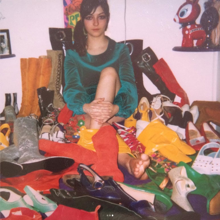 Anja with her collection of vintage footwear