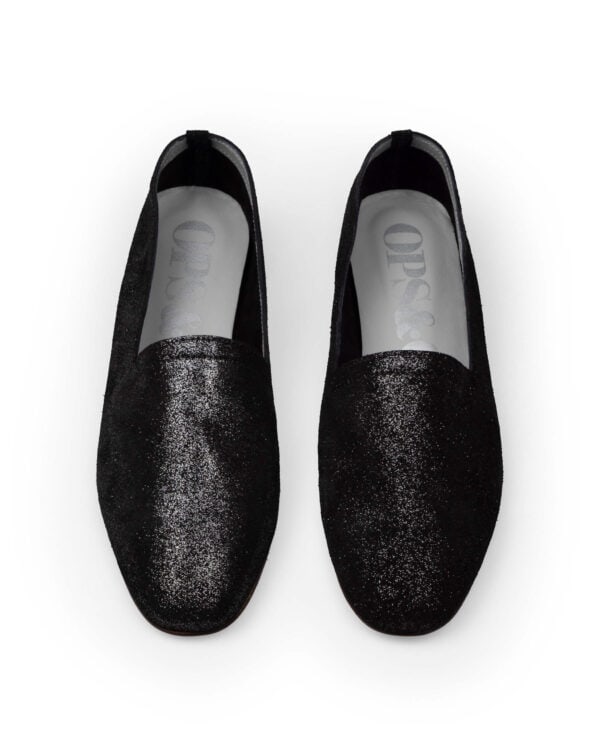 Ops&Ops No10 Lurex Black flats, pair front view