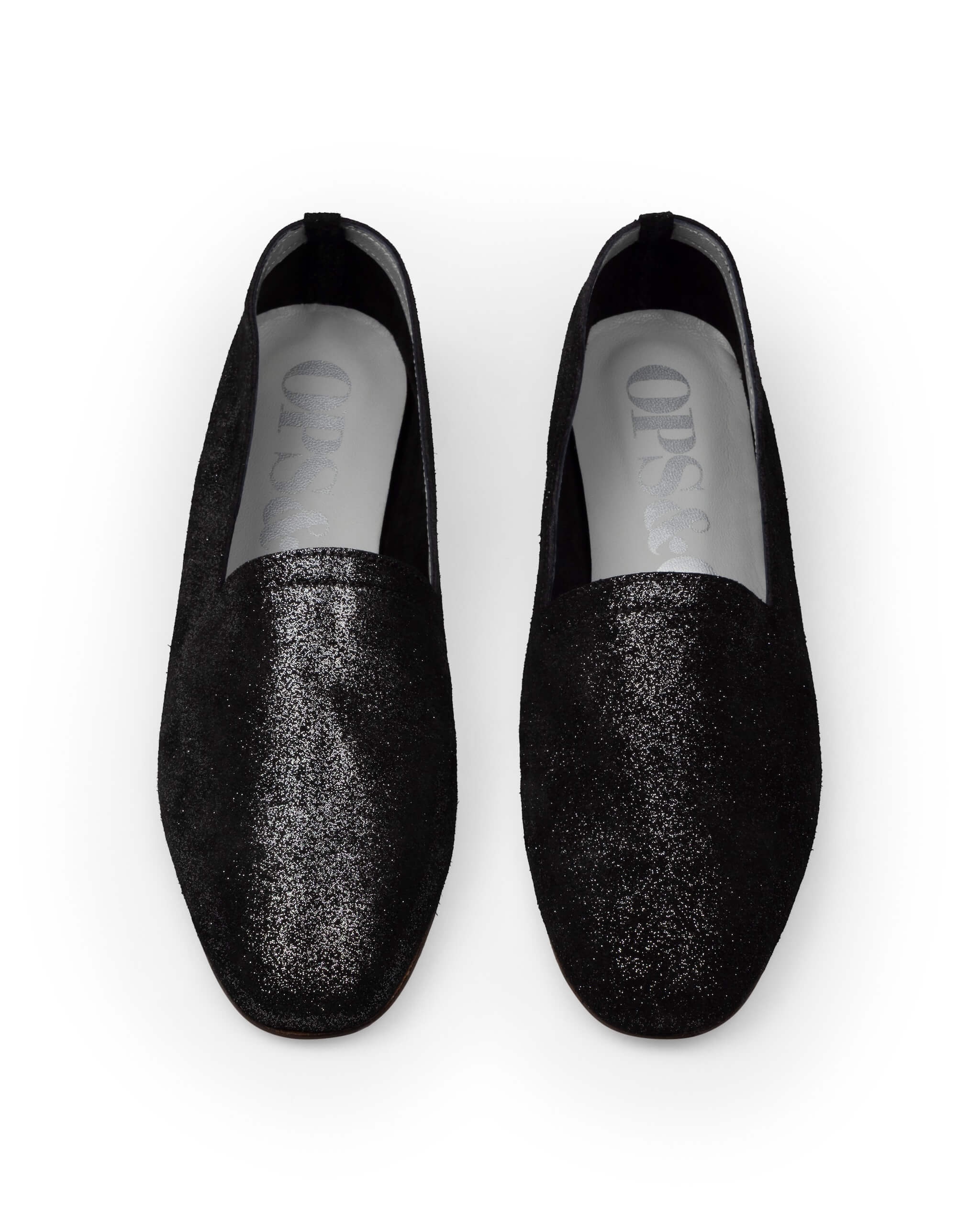 Ops&OpsNo10_Lurex Black_front Ops&Ops No10 Lurex Black flats, pair front view