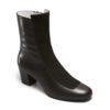 Ops&Ops No16 Black Duo leather and suede mid-heel boots angle view