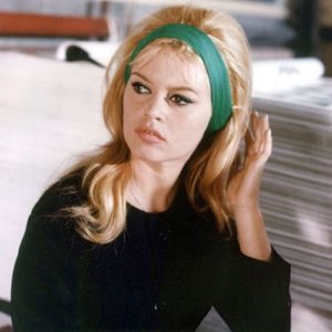 Brigitte Bardot in emerald hairband, Le Mepris by Jean-Luc Godard 1963