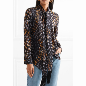 Equipment Leopard Print pussy-bow blouse