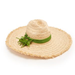 Miu Miu green leather embellished straw hat