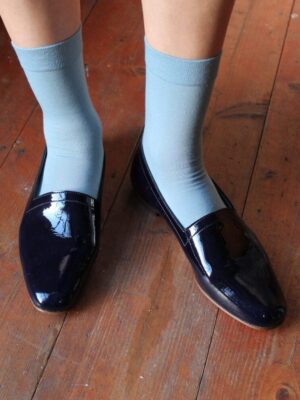 Ops&Ops No10 Midnight Blue patent leather flats and socks