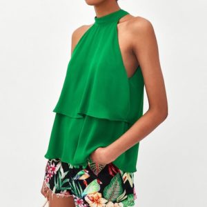 Zara loose-fitting emerald halter top
