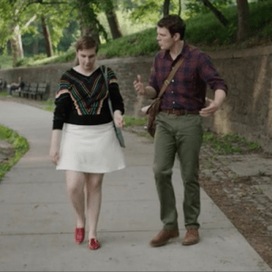 Girls season 5, episode 7 Hannah (Lena Dunham) walking in Red Patent No10s